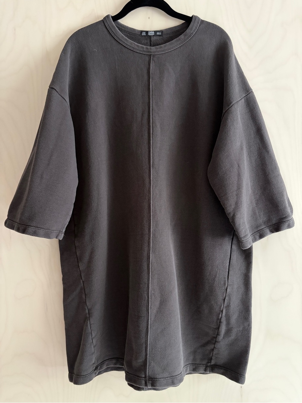 Zara Charcoal Oversized Crewneck Sweatshirt Dress